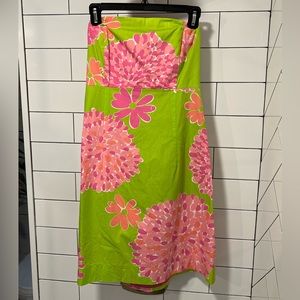 Vintage Lilly Pulitzer Strapless Bardot Green & Pink Bon Bon size 10